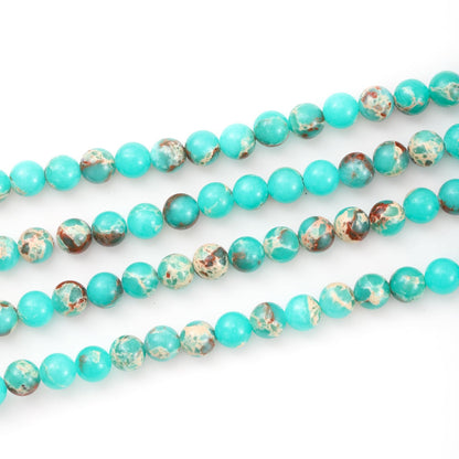 6mm 60pcs DIY Natural Green Imperial Jasper Stone Beads Round Healing Crystal Gemstone Loose Beads for Jewelry Making Handmade Bracelet Necklace