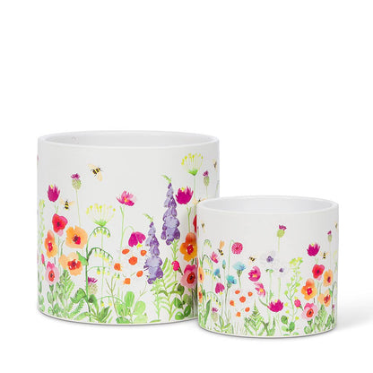 Abbott Collection Small Bee Garden Planter - Ceramic, White/Multicolor, 4.5 inches D