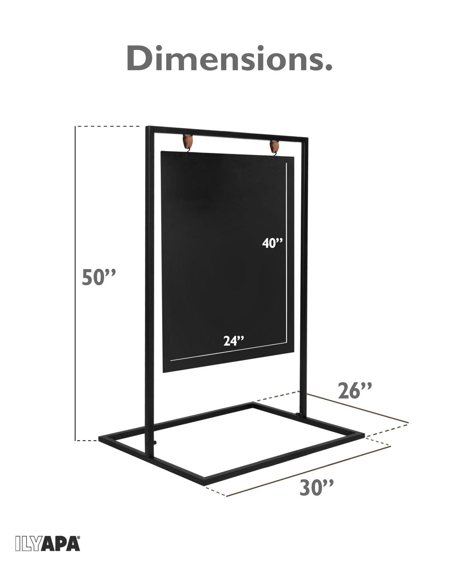 Ilyapa 30x50 Inch Magnetic Double-Sided Swinging Sidewalk Chalkboard Sign Bundle with 4-Pack Erasable Liquid Chalk Markers