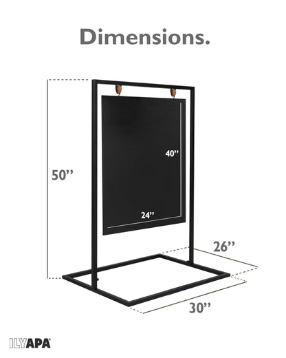 Ilyapa 30x50 Inch Magnetic Double-Sided Swinging Sidewalk Chalkboard Sign Bundle with 4-Pack Erasable Liquid Chalk Markers