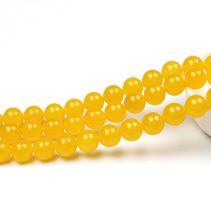 MJDCB Natural Yellow Jade Round Loose Beads for Jewelry Making DIY Bracelet Necklace(4mm)
