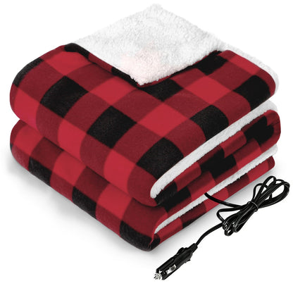 Sealy 12-Volt Heated Car Blanket, Portable Electric Blanket with 3 Heating Levels & 4 Hours Auto Off for Car, Truck, SUV, RV or Camping, Machine Washable, 59" X 43", Charcoal