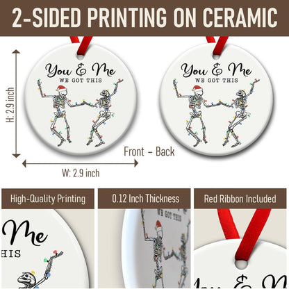 SOL VIBES Couple Christmas Ornament 2025, Xmas Hanging Ornaments, Dancing Skeleton Ornament on Christmas or Halloween, You & Me Gifts for Love and Friendship, Girlfriend, Boyfriend, or Soul Sisters