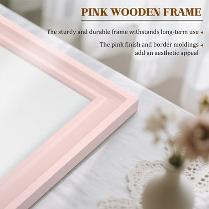 QUEENLINK White Board for Wall, 24'' x 18'' Magnetic Dry Erase Board, Decorative Whiteboard with Pink Wooden Frame, Hanging Writing Board for Home Office School Dorm