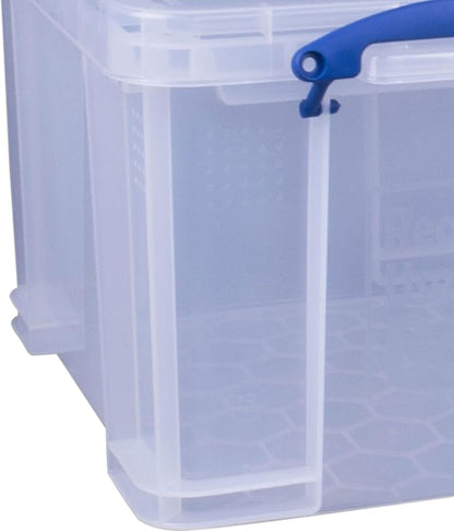 Really Useful Box 32 Liters Storage Bin Container with Snap Lid and Clip Lock Handles for Lidded Home and Office Storage Organization, 6 Pack