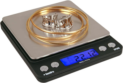 GemOro Platinum XP500 | Durable Precise Jewelers Countertop Portable Pocket Scale | Digital Precision Tool with Expert Professional Reading & Accuracy 500g x 0.01g Readability (Silver)