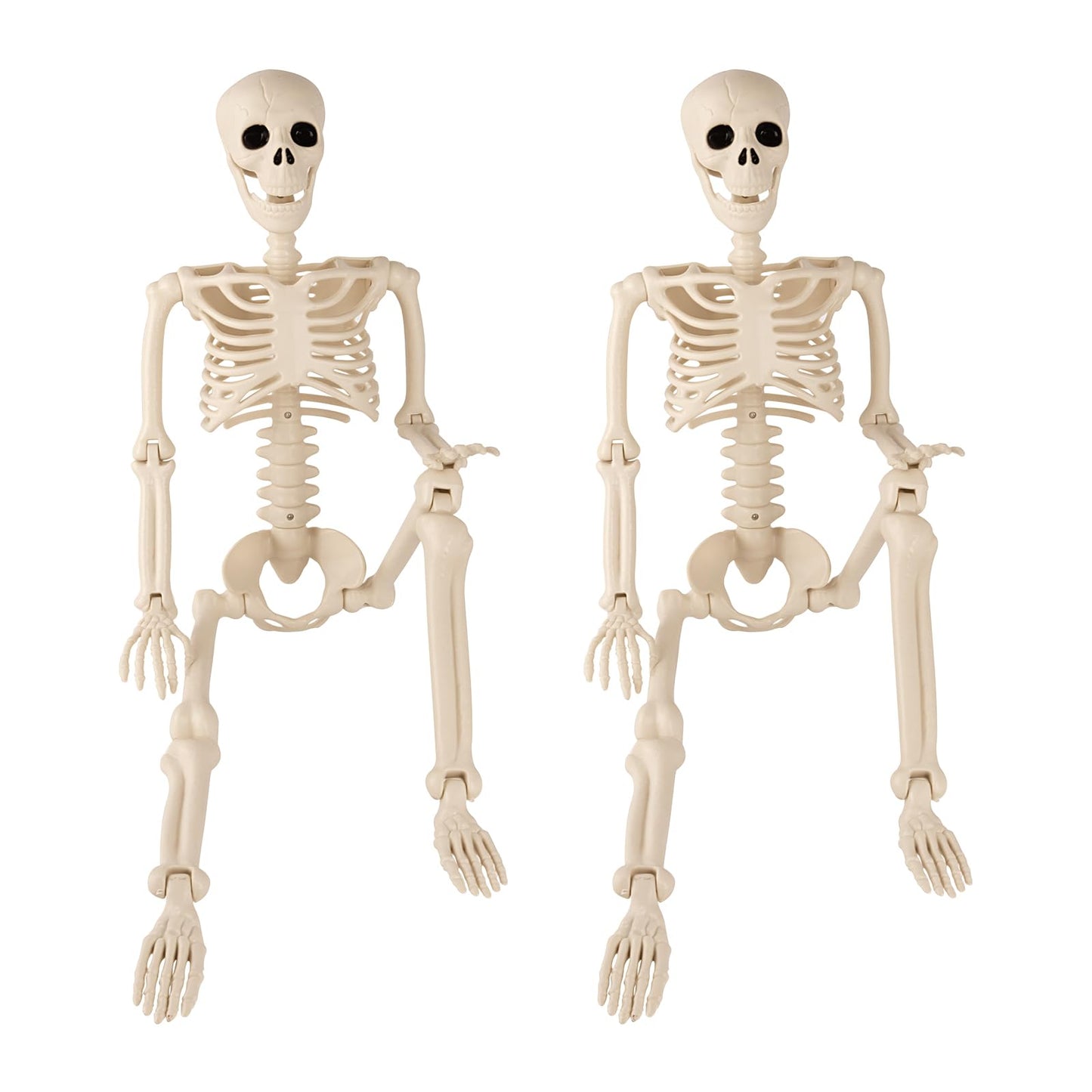 2 Pack 36" Halloween Skeleton, 3 ft Human Skeleton Full Body Posable Joints Plastic Skeleton for Halloween Decoration, Yard Patio Lawn Garden Skeleton Spooky Party Decoration Indoor Outdoor