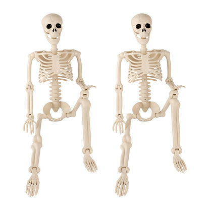 2 Pack 36" Halloween Skeleton, 3 ft Human Skeleton Full Body Posable Joints Plastic Skeleton for Halloween Decoration, Yard Patio Lawn Garden Skeleton Spooky Party Decoration Indoor Outdoor