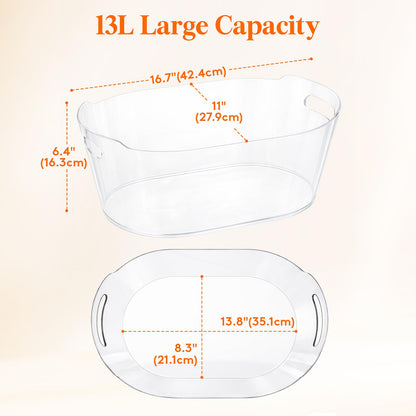 Lifewit 13L Ice Bucket for Parties, Large Beverage Tub with Scoop, Drink Cooler for Dirty Soda Bar, Portable Champagne/Wine/Beer/Juice Table Chiller for Outdoor Bar & Mimosa Bar Supplies