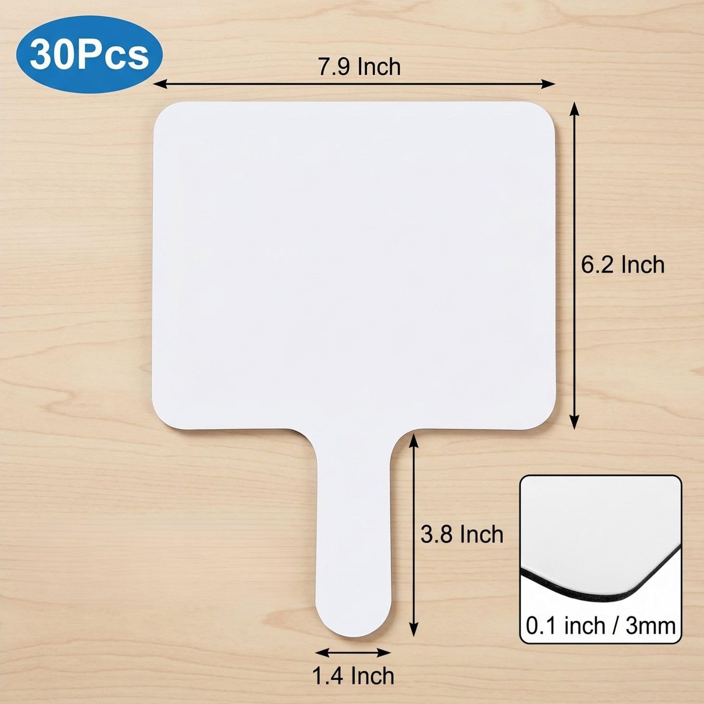 Cididu Set of 30 Dry Erase Answer Paddle, Small White Board Dry Erase Boards Classroom Pack, Handheld Lapboard Set with Erasers, Erase Paddle Boards for Students Teachers School Supplies