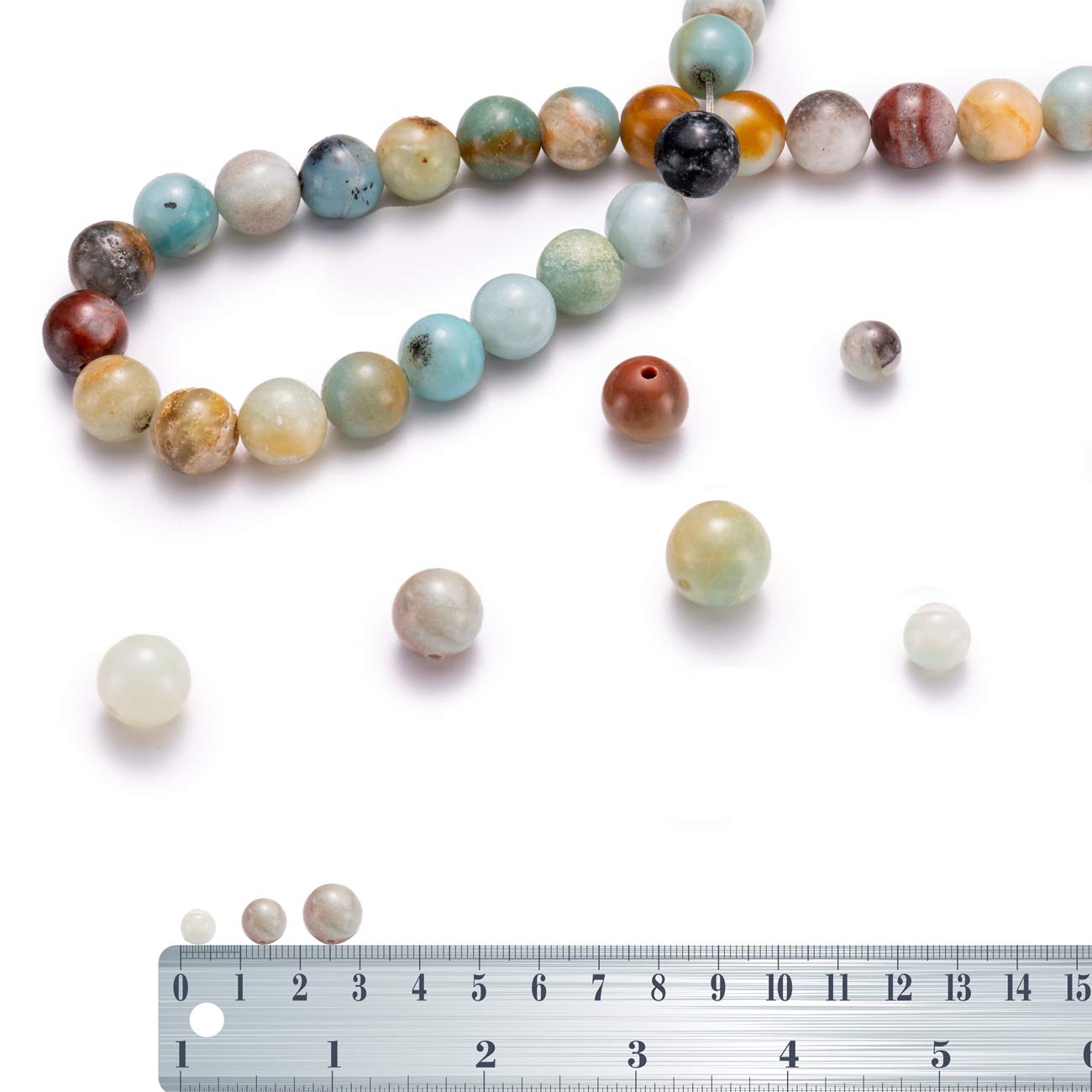 BEADIA Natural Amazonite Jade Stone Round Loose Semi Gemstone Beads for Jewelry Making 6MM 61PCS