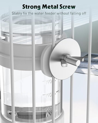 Pawfly 2 Pcs Bird Water Dispenser, Automatic Bird Water Feeder, Plastic Bird Cage Water Dispenser, White&Blue Parrot Waterer for Parakeet Cockatiel Budgie Lovebirds (Not Fit for Food Feeding)