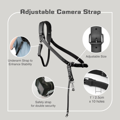 4J LEDR Leather Camera Strap,Single Camera Shoulder Harness for One Camera,Professional Camera Harness for Photographers,Camera Strap Crossbody Quick Release Gear DSLR/SLR,Camera Accessories,Black