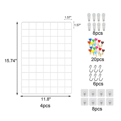 ZUOKEMY 4 Pieces Mounted Photo Grid Wall Grid Decorative Panels(white11.8 x15.7) for Living Room, Bedroom, Office, Study, Etc. Photo Memo Display Grid Panels