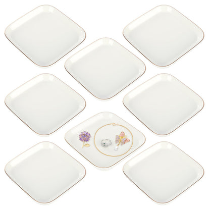 8 Pcs Ceramic Jewelry Tray 4.4 in Jewelry Dish for Women, Trinket Dish Ring Dish Bulk Decorative Trinket Dishes for Rings Earrings Necklaces, Bracelets Bridal Shower Wedding Birthdays Gifts Women