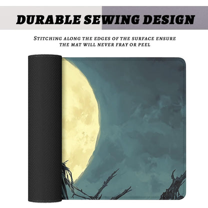 Grim Reaper Mouse Pad Dark Sickle Skull Black Cat Moon Extended Mousepad Waterproof Stitched Edges Rubber Base Non-Slip Deskpad Computer Keyboard Mat 31.5x11.8 in