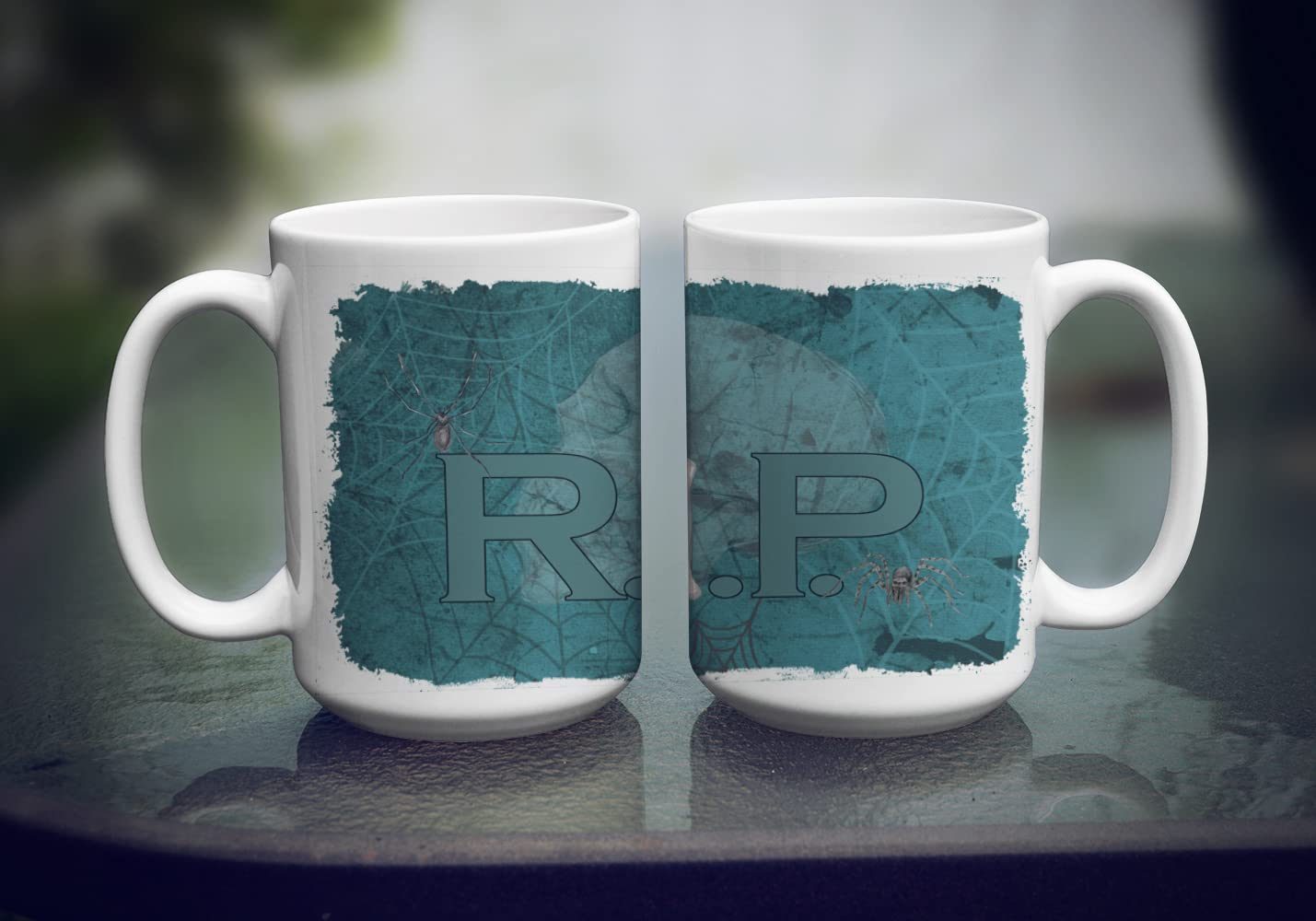 Caroline's Treasures SB3004CM15 RIP Rest in Peace with spider web Halloween Dishwasher Safe Microwavable Ceramic Coffee Mug 15 ounce, 15 ounce, multicolor