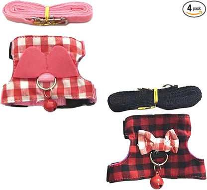 2 Pack Angel Wings Harness and Leash Set for Small Pets, Adjustable Soft Vest with Bell, Safe Outdoor Walking Adventure Gear, for Guinea Pigs Ferrets Hedgehogs Hamsters