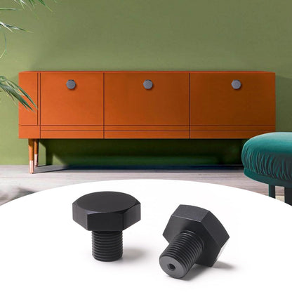 Rddconkit 6pcs Singe Hole Drawer Knobs, Aluminum Cabinet Knobs Brushed Hexagonal Handle for Kitchen Cabinet Bathroom Dresser Shoe Cabinet Wardrobe Hardware Handle (Black)