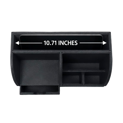 UnionBasic Desk Organizer - Multifunctional Leather Desktop Pen Holder Storage Box - Business Card/Pen/Pencil/Mobile Phone/Stationery Holder, Black