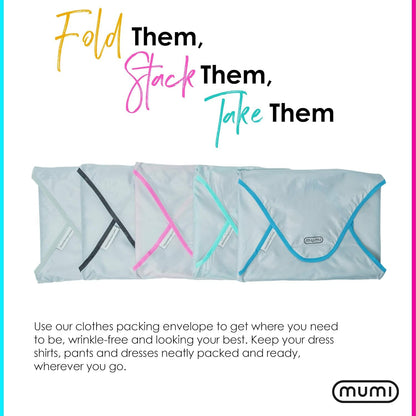 MUMI Travel Garment Bag Folder – 14.5" x 10.5" Foldable Clothes Organizer for Luggage | Anti-Wrinkle Suit & Shirt Case for Men & Women | Carry-On Garment Bag for Travel, Flights & Packing (Pink)