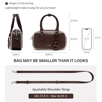 LA FESTIN Handbags for Women Genuine Leather Mini Bag Perfect for Daily Events - Brown