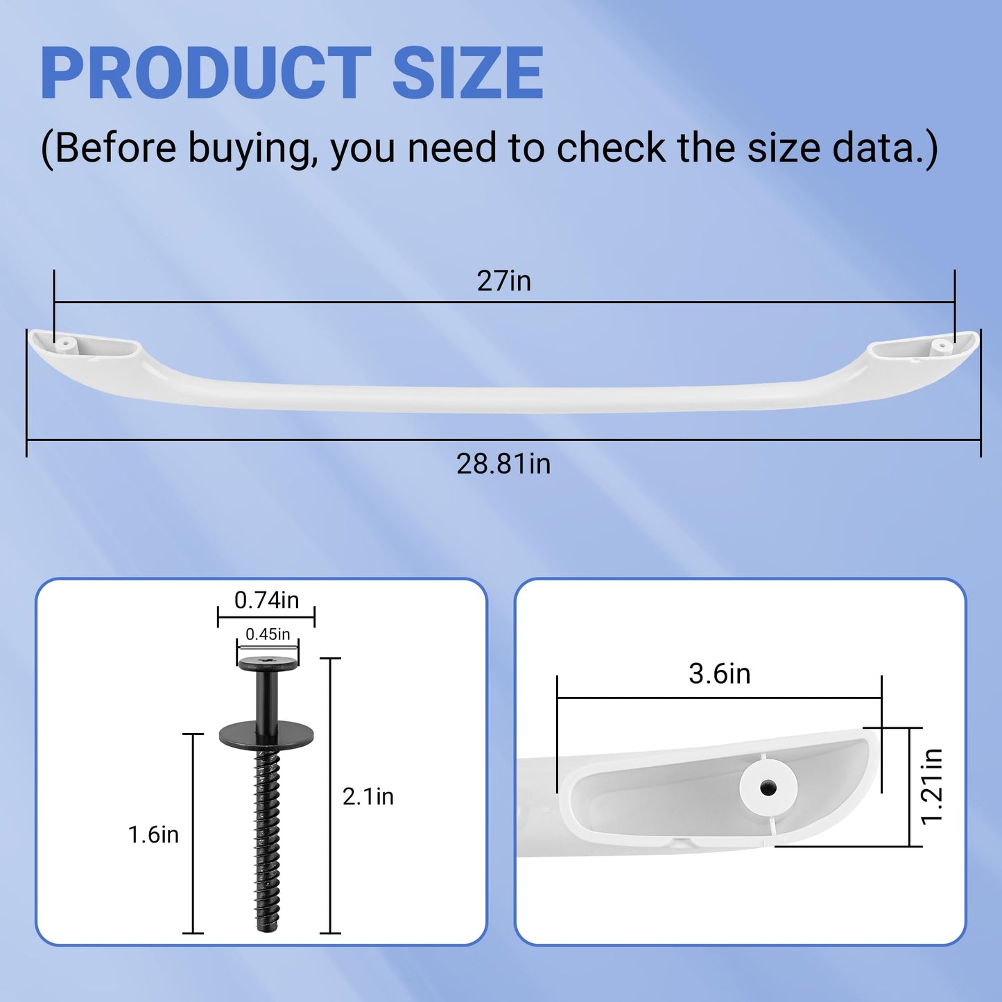 MIFLUS 316443601 Oven Door Handle Compatible for Ken-More Elec-trolux Frigi-daire Electric Oven Range Stove Handle Replacement with 2 * 316433300 Range Handle Screws/Ken.More Oven Handle