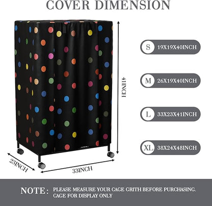 Tchvt Nighttime Bird Cage Covers with Zipper Panel Blackout Birdcage for Winter Universal Breathable Large Good Night Enclosure for Bird (Polka Dot, 33x23x41 inch)