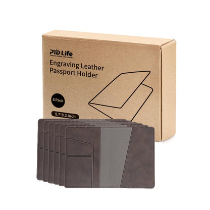 PYD Life 6 Pack Passport Holder Cover Leather Blanks 5.7" x 8.3" Brown for Glowforge Xtool Laser Engraving,Passport Case Travel Wallet for Silhouette Curio 2 Foil Transfer