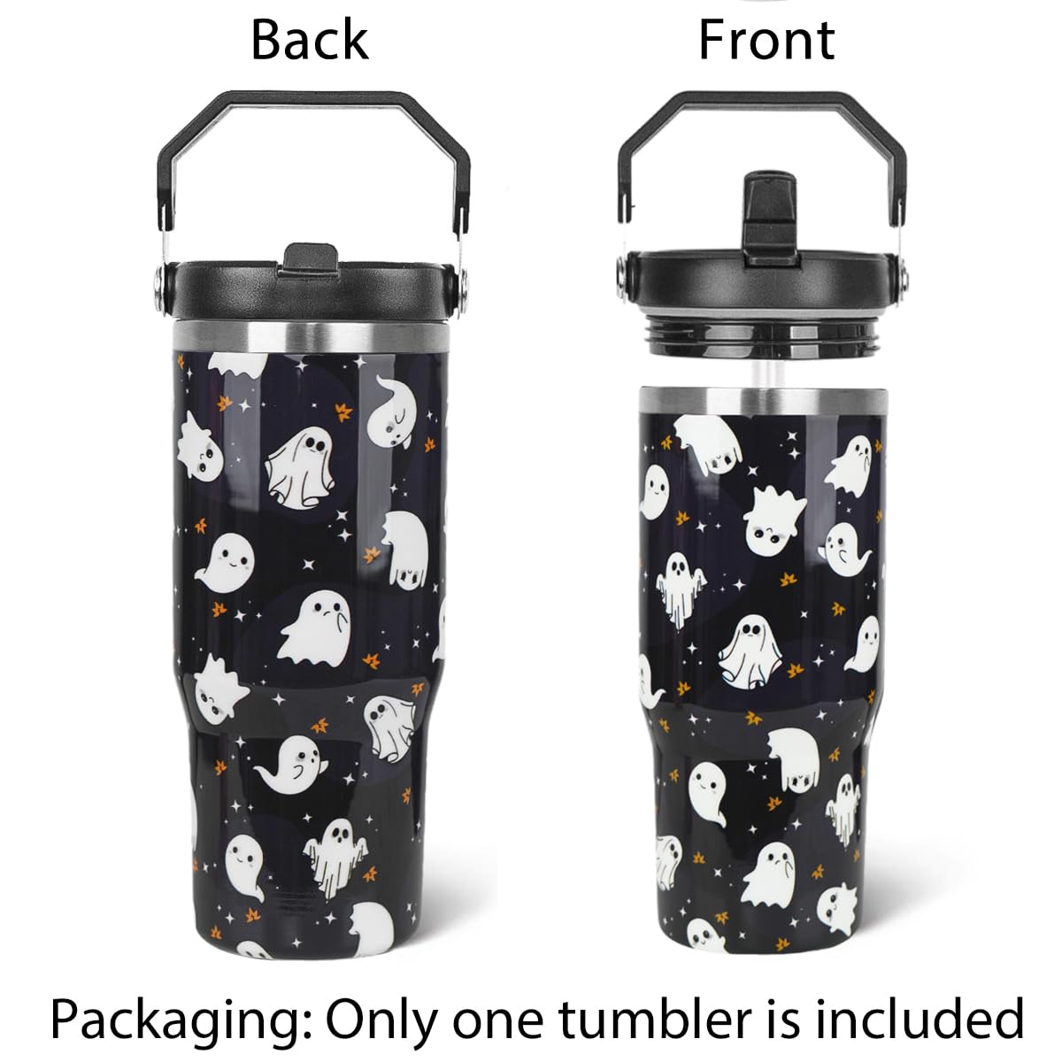 Zifmrtrwn Halloween Tumbler with Handle and Flip Straw Ghost Gifts Coffee Travel Mug Insulated Water Bottle Cup Ghosts Halloween Decor Gifts-30 oz(1PCS)