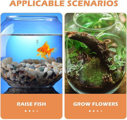 DECHOUS Round Fish Bowl with Stand, 2 Gallon Fish Tank Decor Tabletop Small Fish Bowl Hydroponic Vase Planter Aquarium Desktop Fish Tank for Betta Fish/Goldfish, Plastic Material