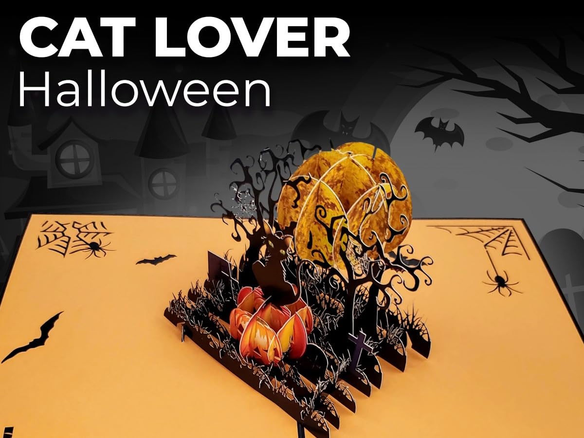 iGifts And Cards Halloween Black Cat 3D Pop-Up Card Haunted Nights 5"x7"