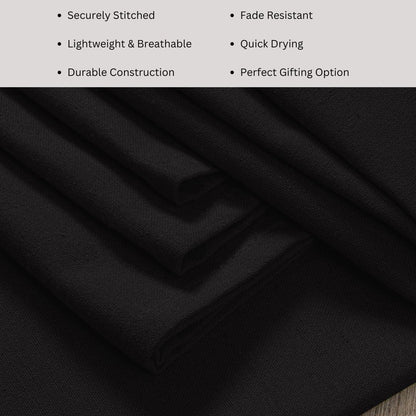 WEAVOO 100% Cotton Dinner Napkins Set of 12 - Soft Absorbent Durable Washable Table Napkins - for Dining Weddings Parties Restaurants Holidays Easter Everyday Use - 18x18 inch Cloth Napkins Black