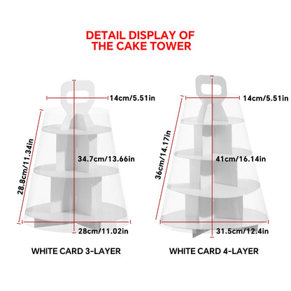 FZJ 3-Tier Cupcake Stand, 5 Set Cardboard Cupcake Tower with Clear Cover, Dessert Cup Cake Stand Tower for Birthday Wedding Party Decoration,Afternoon Tea Stand, Cupcake Tier Stand