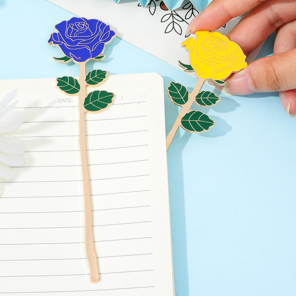 Rose Metal Bookmark Gift - an Elegant Floral Bookmark, a Durable and Stylish Reading Accessory. A Graceful Gift for Readers and Teachers, Perfect for Valentine's Day, Mother's Day (Rose 4pcs)