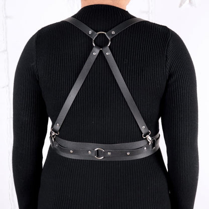 ALLOVME Leather Chest Harness Adjustable Body Harness Plus Size Waist Belt Body Chains Fashion Chest Belt Punk Gothic Rock Body Harness Women Costume Accessories for Rave, Festival, Nightclub