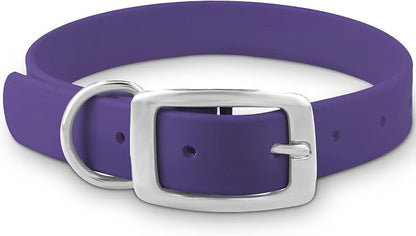 Regal Dog Products Large Purple Dog Collar with Heavy Duty Double Buckle & D Ring | Vinyl Coated, Custom Fit, Adjustable Biothane Dog Collar | Chew Resistant Waterproof Collar for Dogs