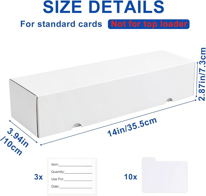 QINGUANG Trading Card Storage Box | 3 Pack • 1100 Count MTG Card Storage Box | with Dividers | White Corrugated Cardboard Sport Card Organizer for Basketball Card/TCG/Magic Collection