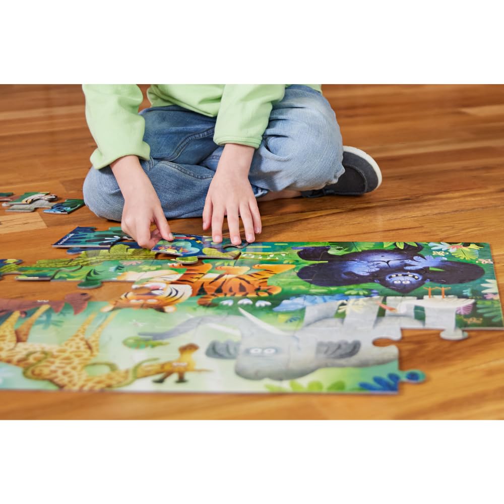 Crocodile Creek Jigsaw Puzzle, 36 Piece for Kids 3 Years and Up, Heavy-Duty Shaped Box for Storage, Finished Puzzle Size 18 x 24 inches, Wild Kingdom