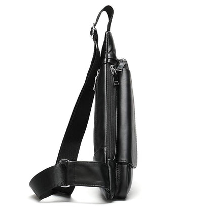 Genuine Leather Mens Sling Bag Triangle Small Women Crossbody Bags Purses Front Chest Day Pack One Shoulder Strap Backpack