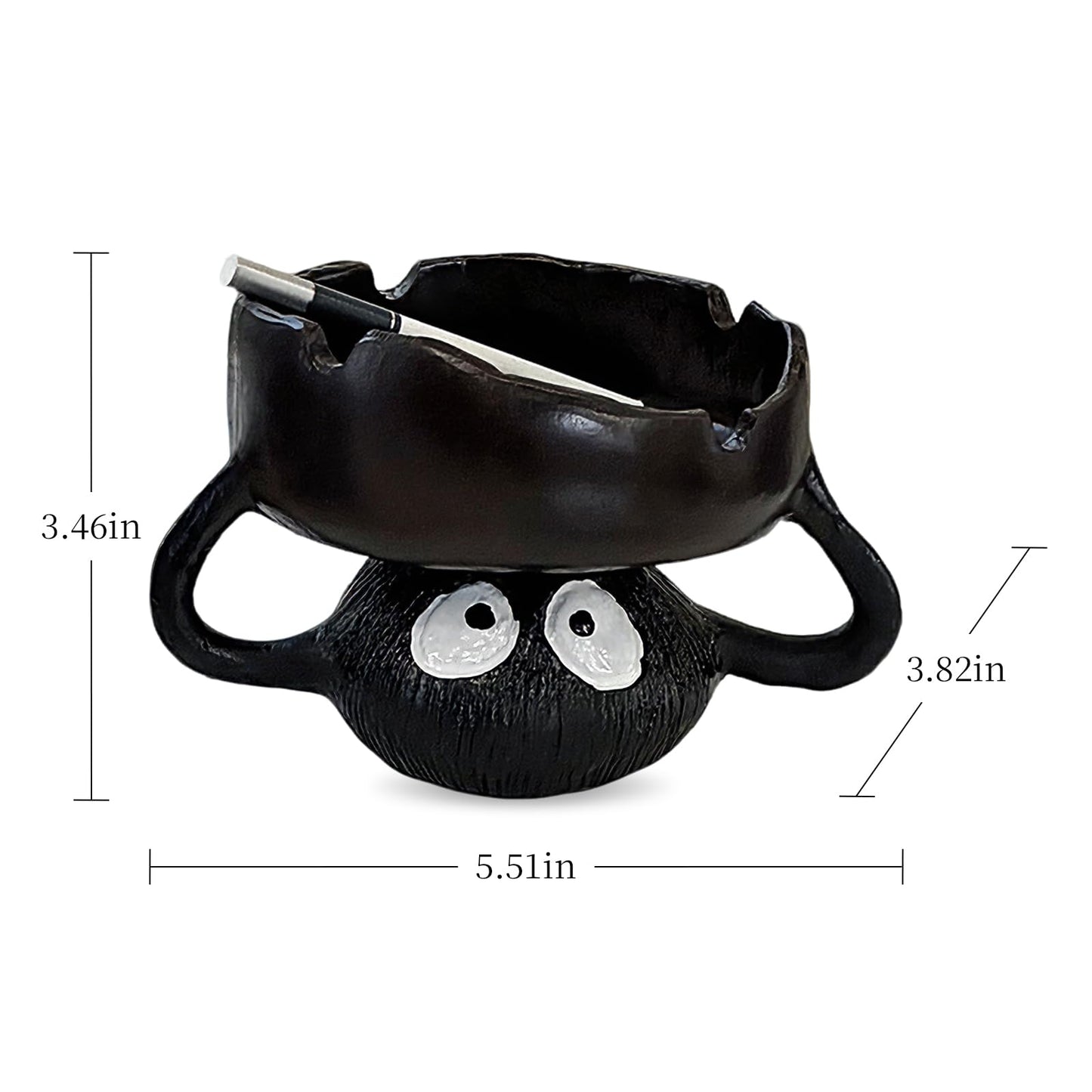 Funny Ashtrays, Resin Cartoon Soot Sprite Holders for Tealight Candle/Crystal/Jewelry/Keys for Home Decor, Unique Gag Gifts for White Elephant/Housewarming//Father's Day/Halloween/Christmas, Black