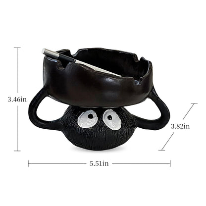 Funny Ashtrays, Resin Cartoon Soot Sprite Holders for Tealight Candle/Crystal/Jewelry/Keys for Home Decor, Unique Gag Gifts for White Elephant/Housewarming//Father's Day/Halloween/Christmas, Black