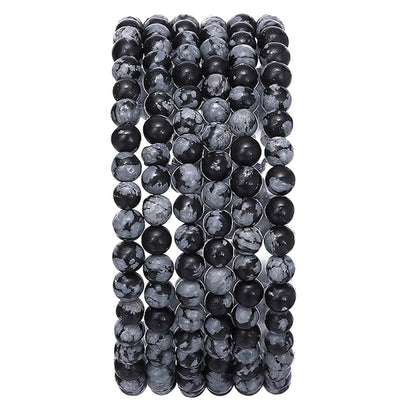 BEADIA Natural Snowflake Obsidian Stone Round Loose Semi Gemstone Beads for Jewelry Making 4MM 38cm/Strand
