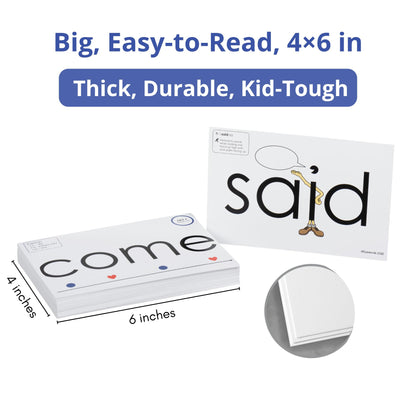 Eyewords Sight Word Flash Cards with Sound Mapping & Phonics, Set 1 (High-Frequency Words 1–50) - Picture-Embedded, Multisensory Learning for Pre K - Grade 3 - Homeschool & Classroom Use - Model EW-25