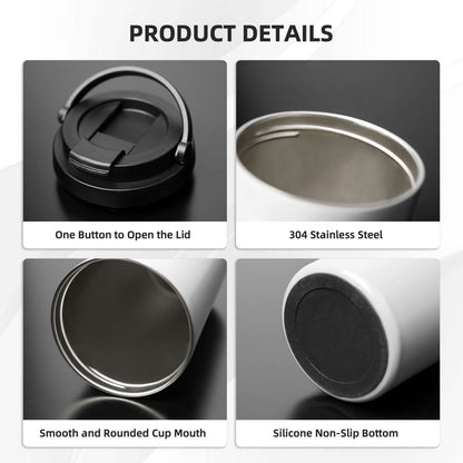 bassyil Halloween Vintage 17oz Insulated Coffee Mug with Flip Lid Handle Witch Spooky Themed Stainless Steel Insulated Travel Tumbler Spill Proof Halloween Cup Gift for Women Men Adults