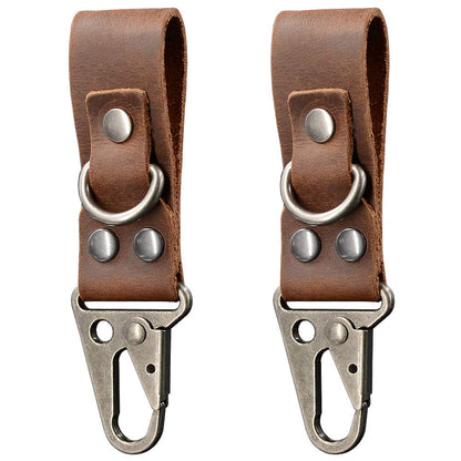 diodrio EDC Leather Strap Keychain, Belt Clip Key Ring Fob Holder, Chestnut. 2 per Pack.