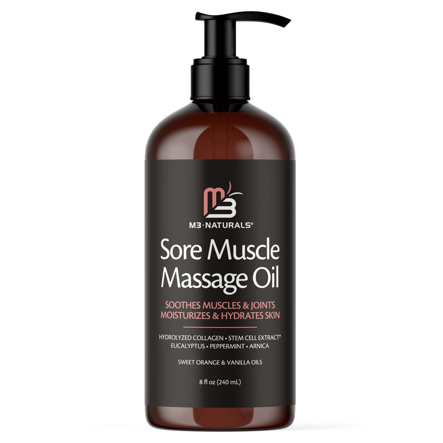 M3 Naturals Firming Body Massage Oil with Collagen & Stem Cell – Helps Smooth The Appearance of Cellulite & Improve Skin Texture – Refreshing Aromatherapy Body Oil for Legs & Full Body – 16 Fl Oz
