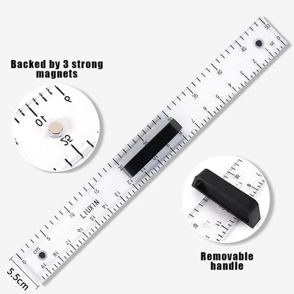 Magnetic Geometry Tool, Protractor, Triangle Rulers Easy Attachment Blackboard Measurement Kit, Teacher Board Protractor Multi-Purpose Kit Large (Transparent-3pc)