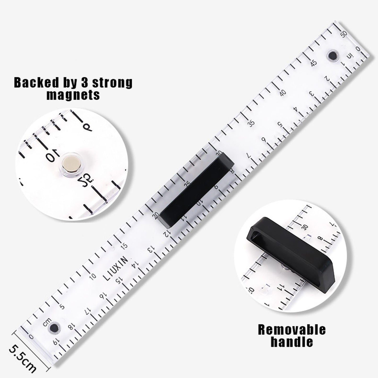 Magnetic Geometry Tool, Protractor, Triangle Rulers Easy Attachment Blackboard Measurement Kit, Teacher Board Protractor Multi-Purpose Kit Large (Transparent-4pc)
