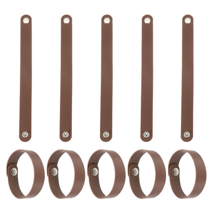 MECCANIXITY 10 Pcs Plain Leather Bracelets Leather Snap Bracelets Adjustable Blank Wrist Cuffs DIY Craft Wristbands Single Snap for Men Women Jewelry Making (Brown, 9.1"x0.8")